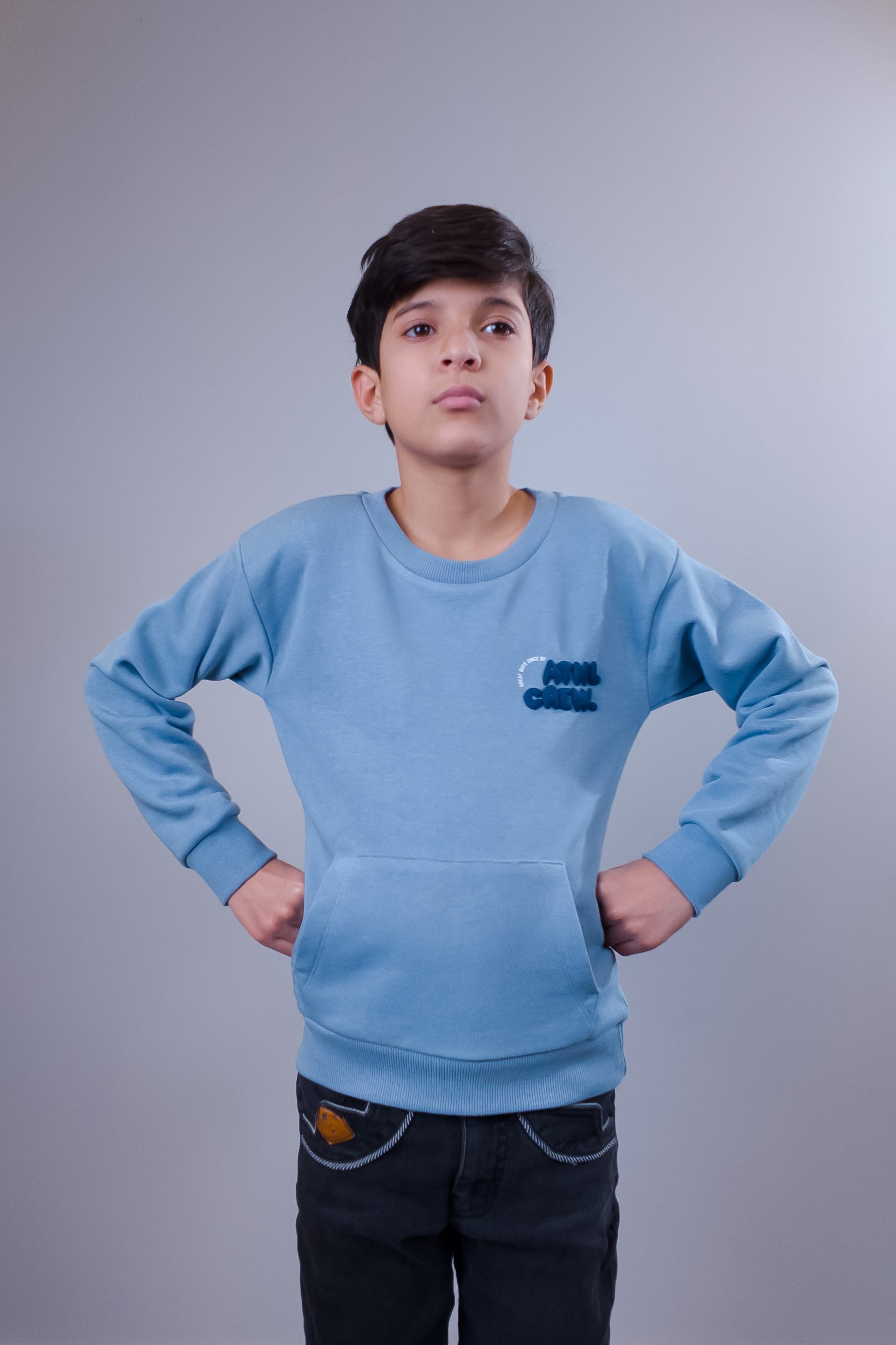 Best Cozy Kids' Blue Crewneck Sweatshirt – Stylish & Comfortable (Ages 2-14)